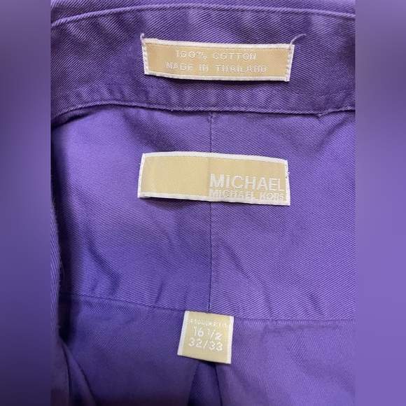 *SALE* Michael Kors Mens 16 1/2, 32/33 Purple Long Sleeve Button Classic Fit - Picture 3 of 8